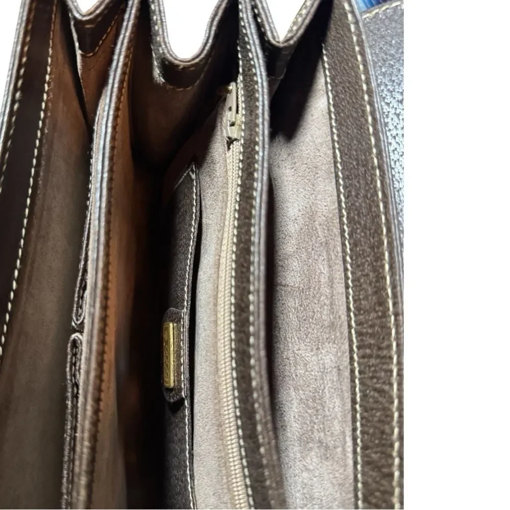 Gucci Vintage Brown Leather & Suede Structured Shoulder Bag Auth